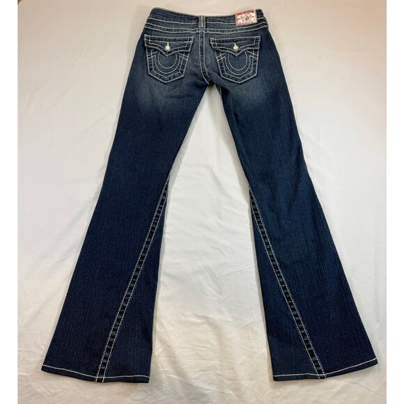 Y2K True Religion Rhinestone Big T Disco Joey Jeans – Size 26 – Flare Low Rise - Picture 10 of 15